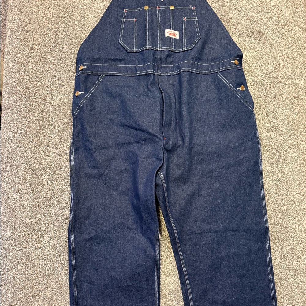 NWT Round House Bib Overalls Men 42x26* Blue Denim Farmer Ranch Cowboy Dark Wash